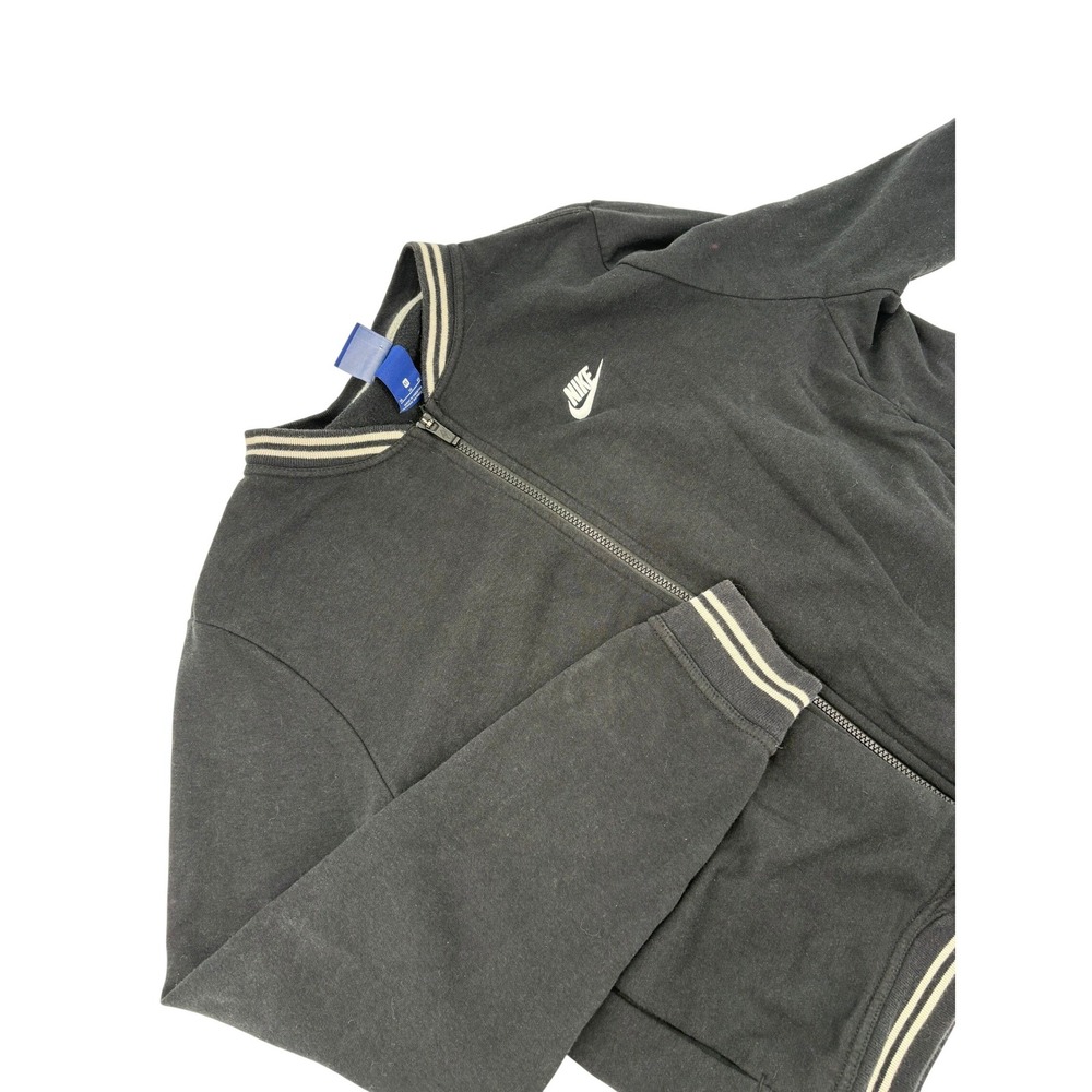 Nike Black Bomber Jacket Athletic Style Varsity Stripe Full‎ Zip Women's XL